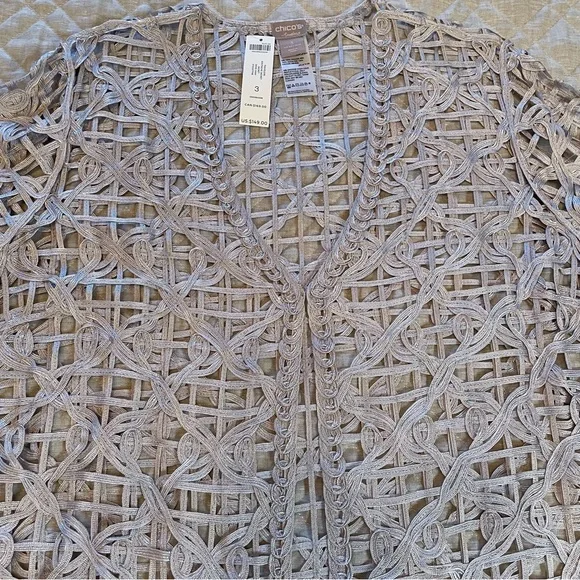 NWT Chico’s Dove Gray Travelers Soutache Jacket Size 3 (16/18) - Picture 9 of 13